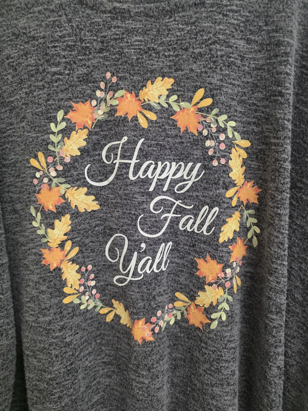 Happy Fall Y'all Dark Gray Long Sleeve Tee (0702)